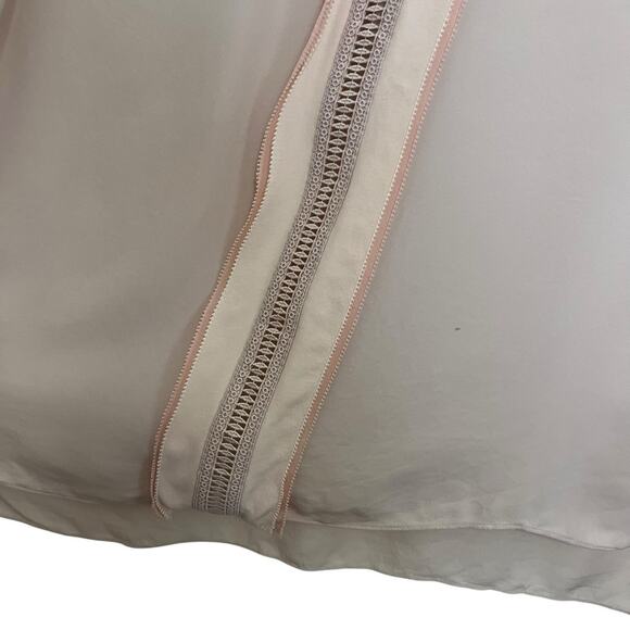 Elie Tahari | Pastel Petal Light Pink 100% Silk Top Crochet Medium Coquette - Picture 3 of 7